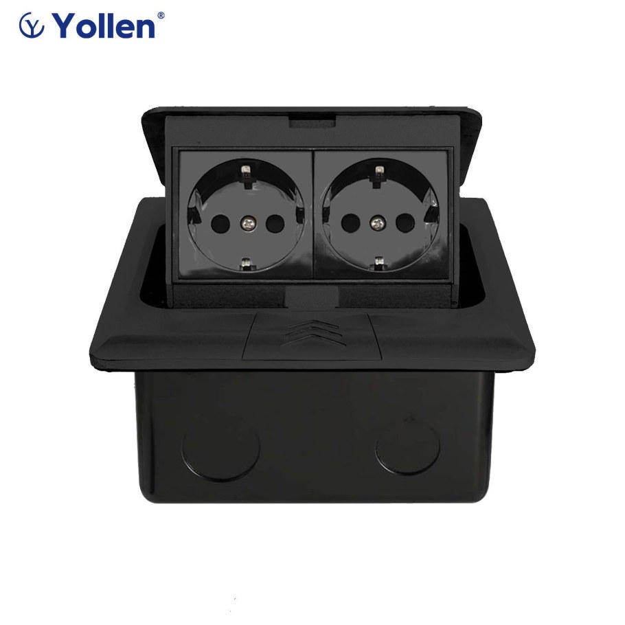 Выдвижная розетка напольная черная