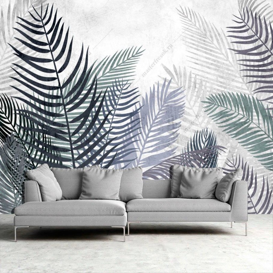 Фотообои листья в интерьере