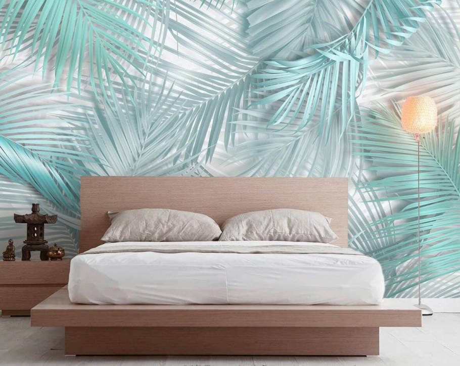Спальня с пальмовыми листьями