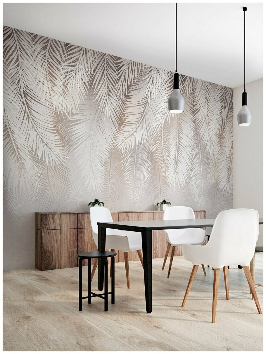 Фотообои пальмовые листья в интерьере спальни
