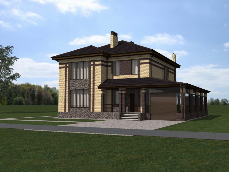 Двухэтажный коттедж с гаражом
