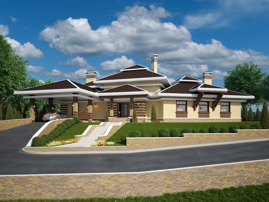 Одноэтажный дом Райта 300м2