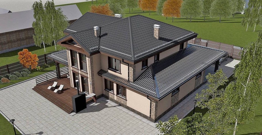 Проекты двухэтажных домов с гаражом и террасой