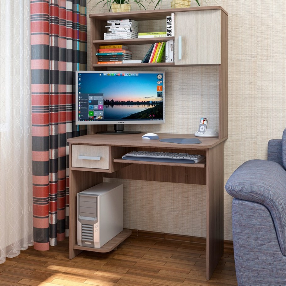 Стол компьютерный СК-1 (ясень шимо темный/ясень шимо светлый)