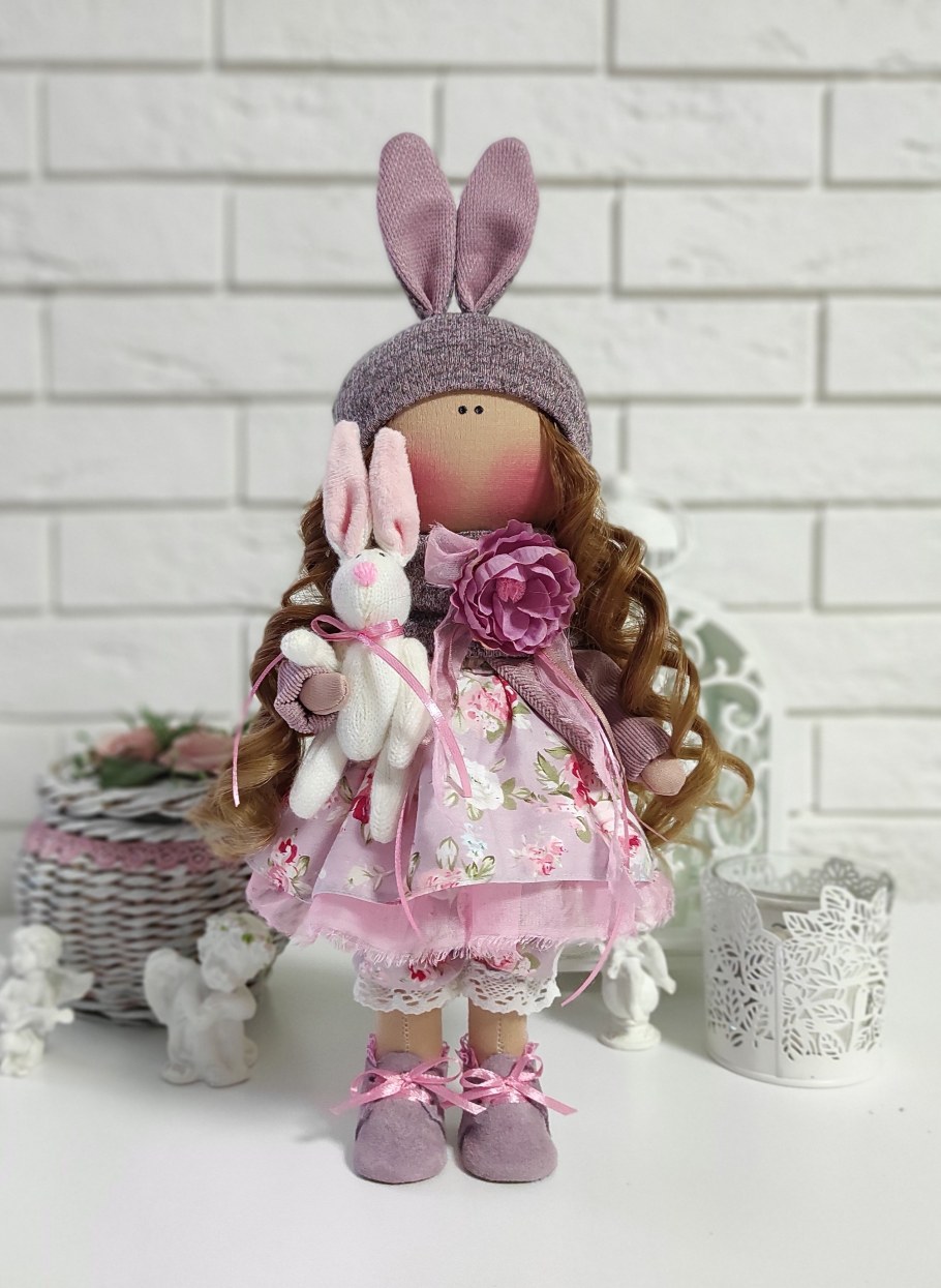 Текстильная кукла мальчик зайчик