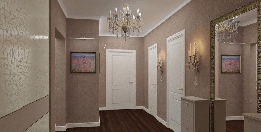 Прихожая в бежевом цвете
