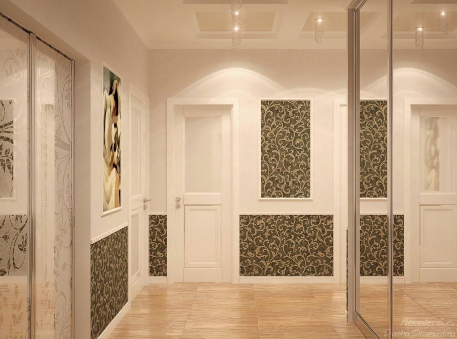 Комбинирование обоев в прихожей