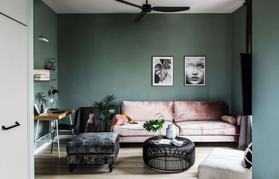 Интерьер в серо зеленых тонах