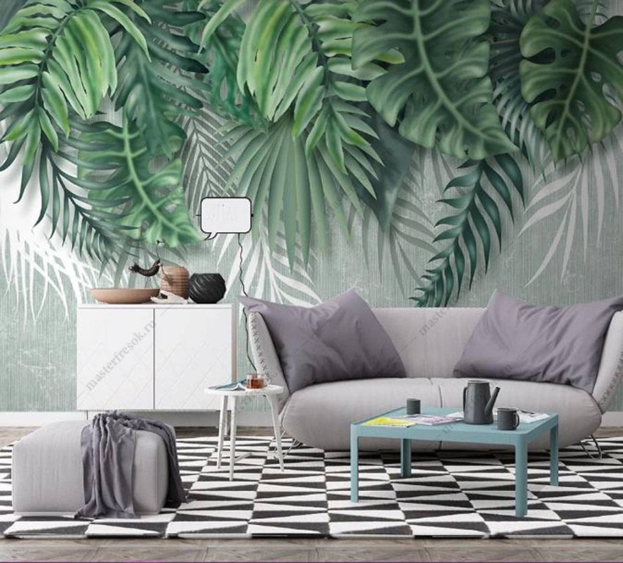 Тропические листья в интерьере
