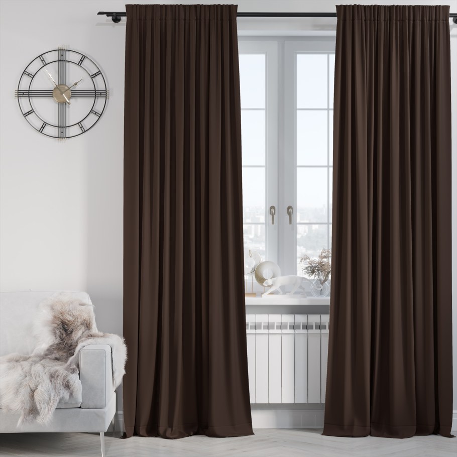 Шоколадные шторы в гостиной
