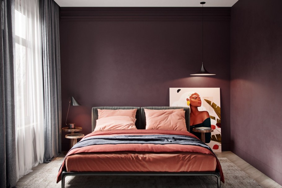 Комната в бордовом цвете