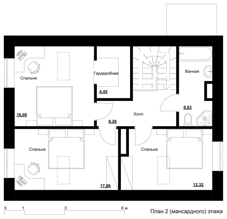 Проект спальни с санузлом и гардеробной