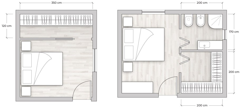 Планировка спальни чертеж с размерами