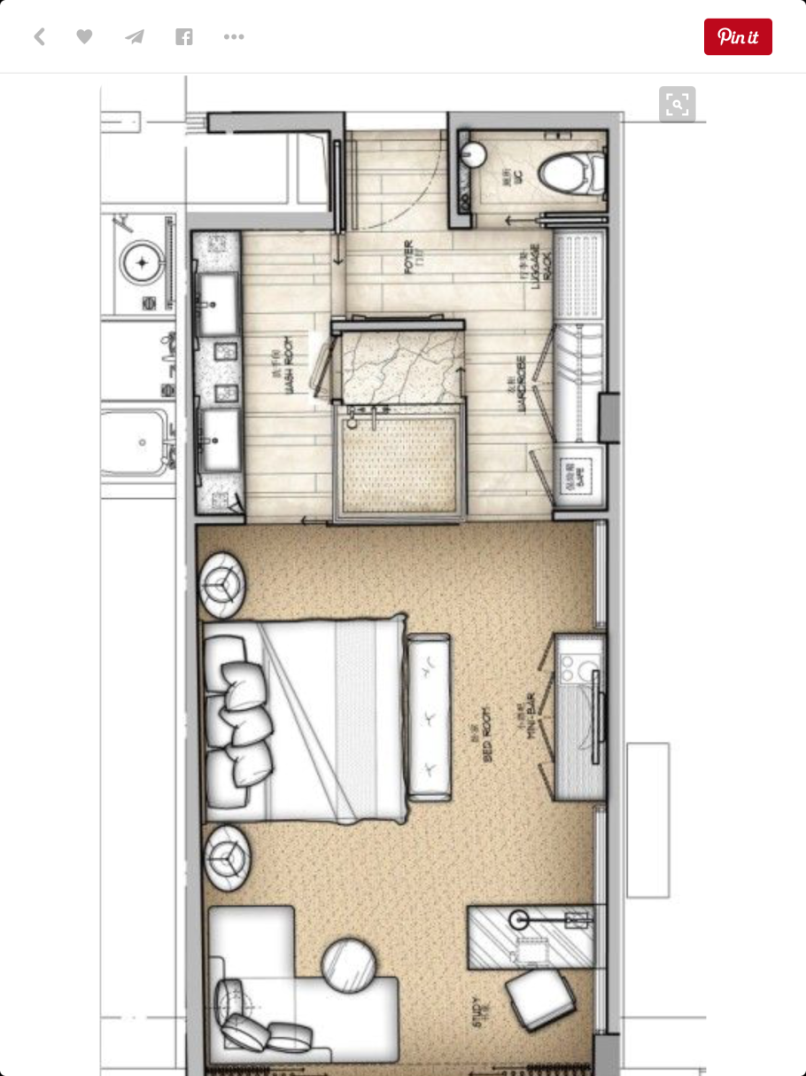 Планировка номера с кухней