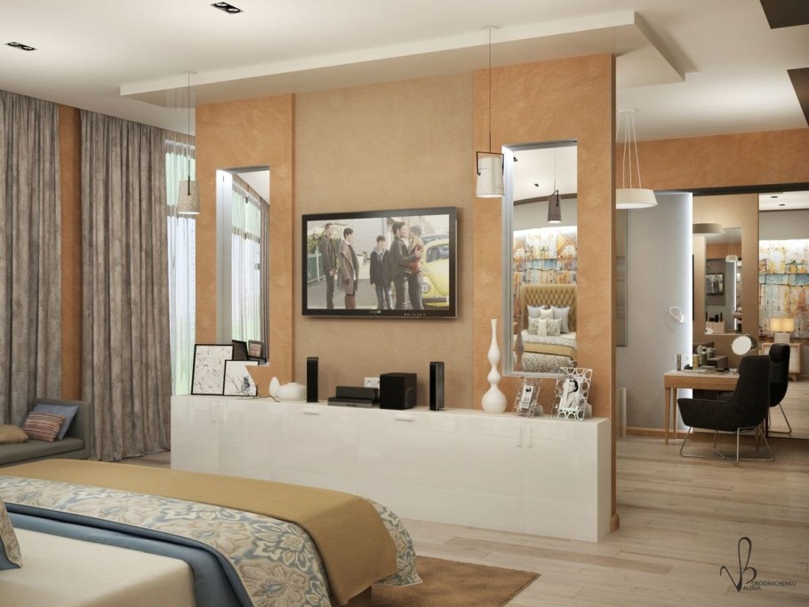 Спальня совмещенная с гардеробной