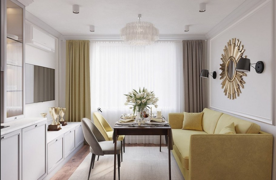 Кухня гостиная интерьер 17 кв