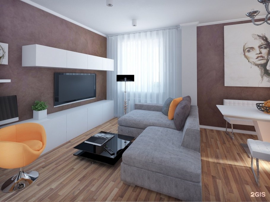 Расположение мебели в гостиной 18 кв.м