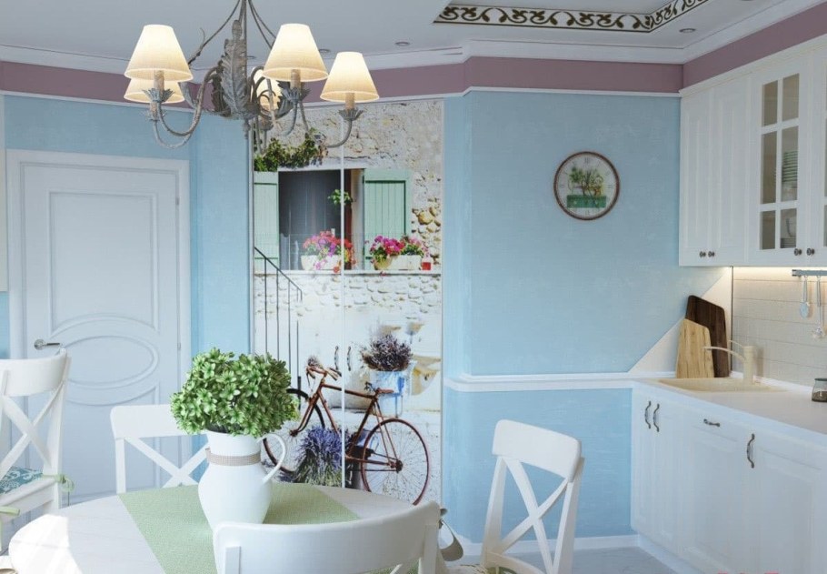 Голубая кухня в стиле Прованс