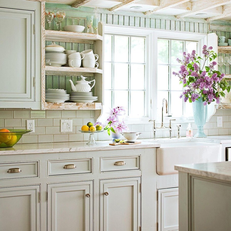 Кухня Кантри Прованс Неоклассика голубая