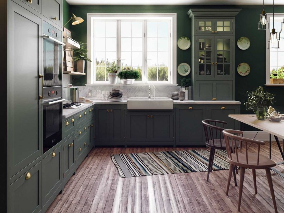 Зелено серая кухня