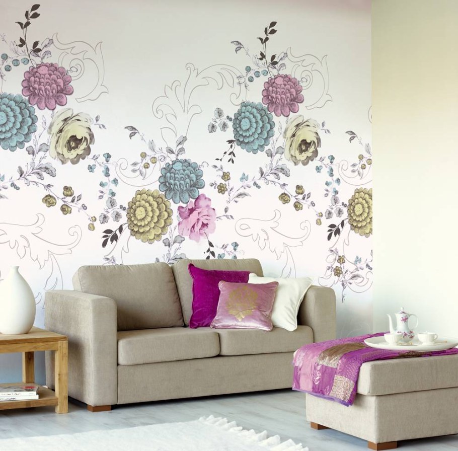 Орнамент на стене в интерьере