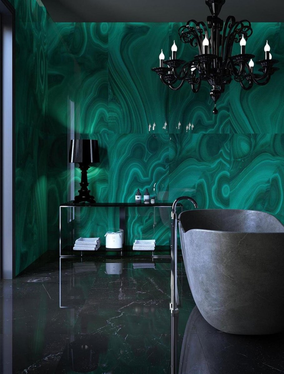 Керамогранит изумрудный малахитовый