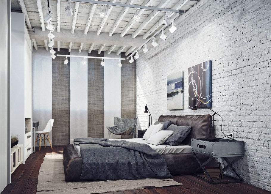 Spalnya стиле Loft Design