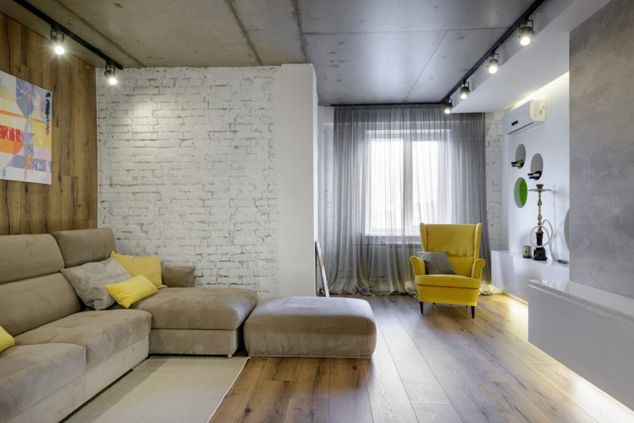 Гостиная лофт светлая