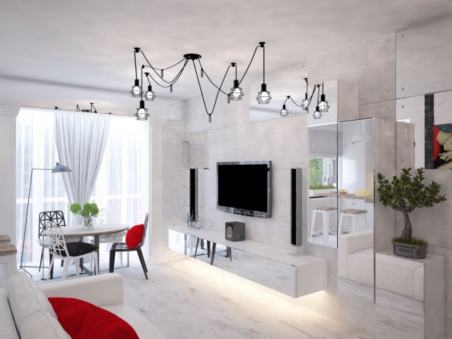 Квартира в стиле белый лофт