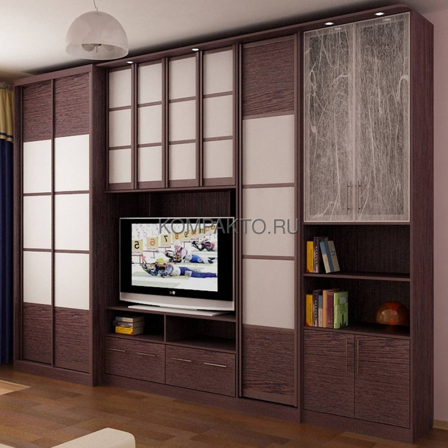 Шкафы-купе в гостиную с телевизором