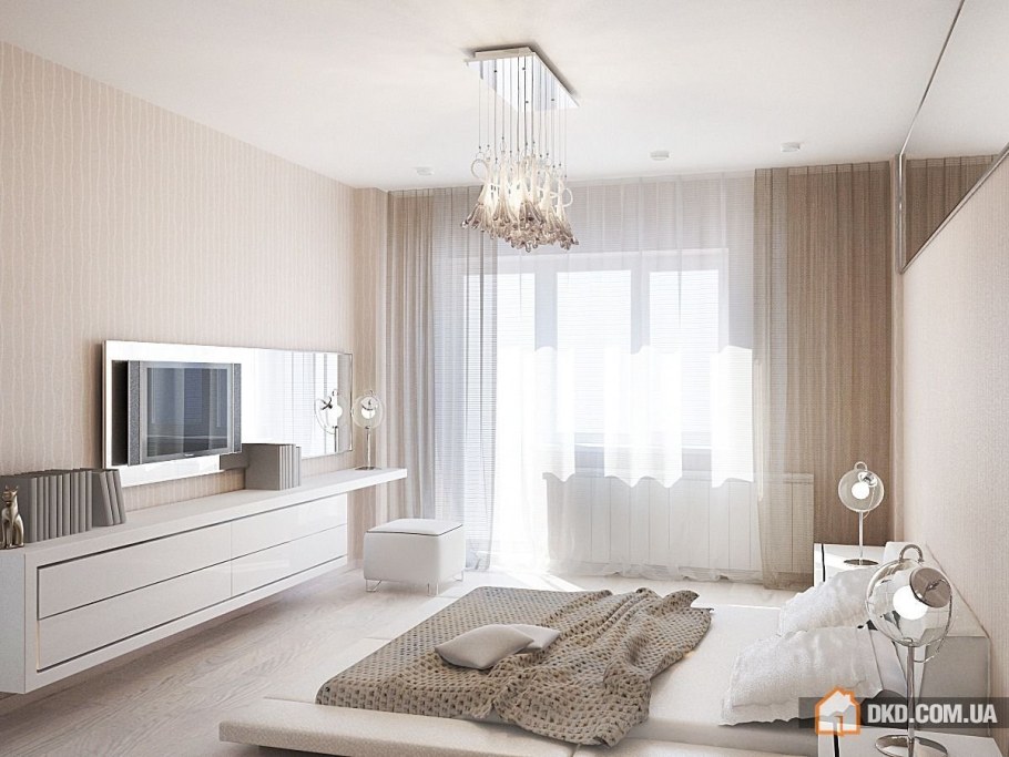 Спальня гостиная в светлых тонах