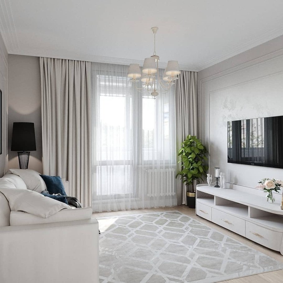 Гостиная в светло тонах