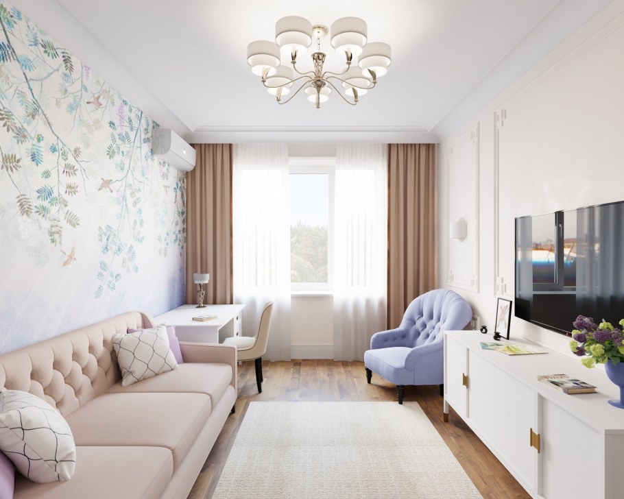 Светлая гостиная в современном стиле