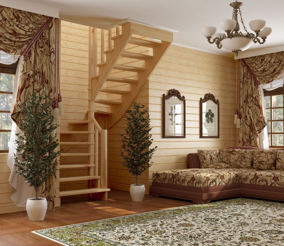 Лестница из сосны к-003м