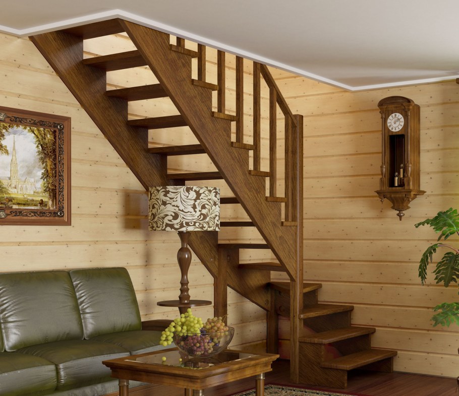 Лестница из сосны к-003м