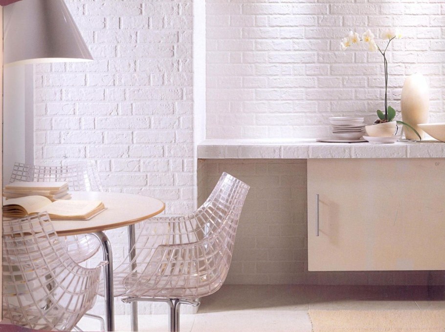 Декоративный кирпич в интерьере кухни