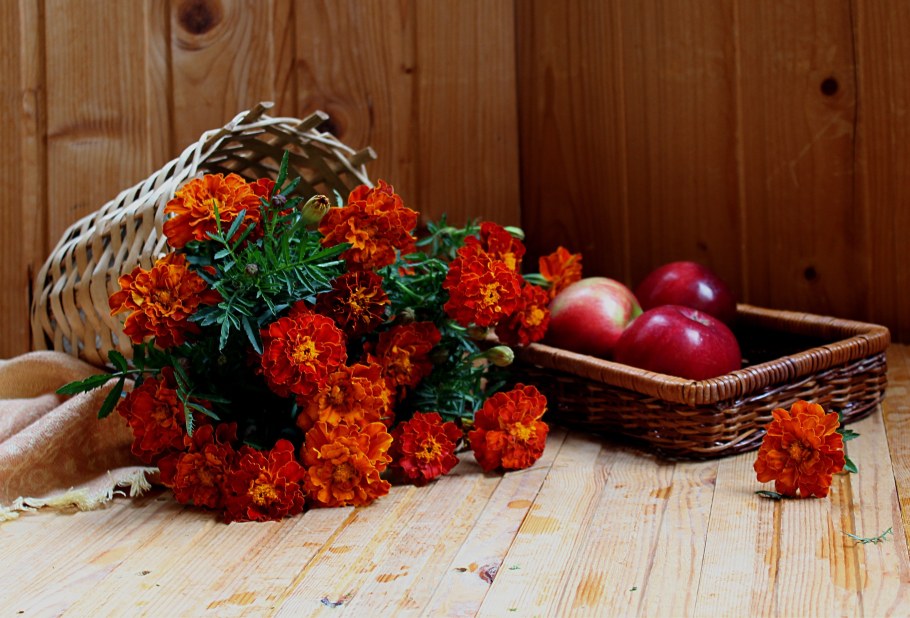Осенний букет с бархатцами