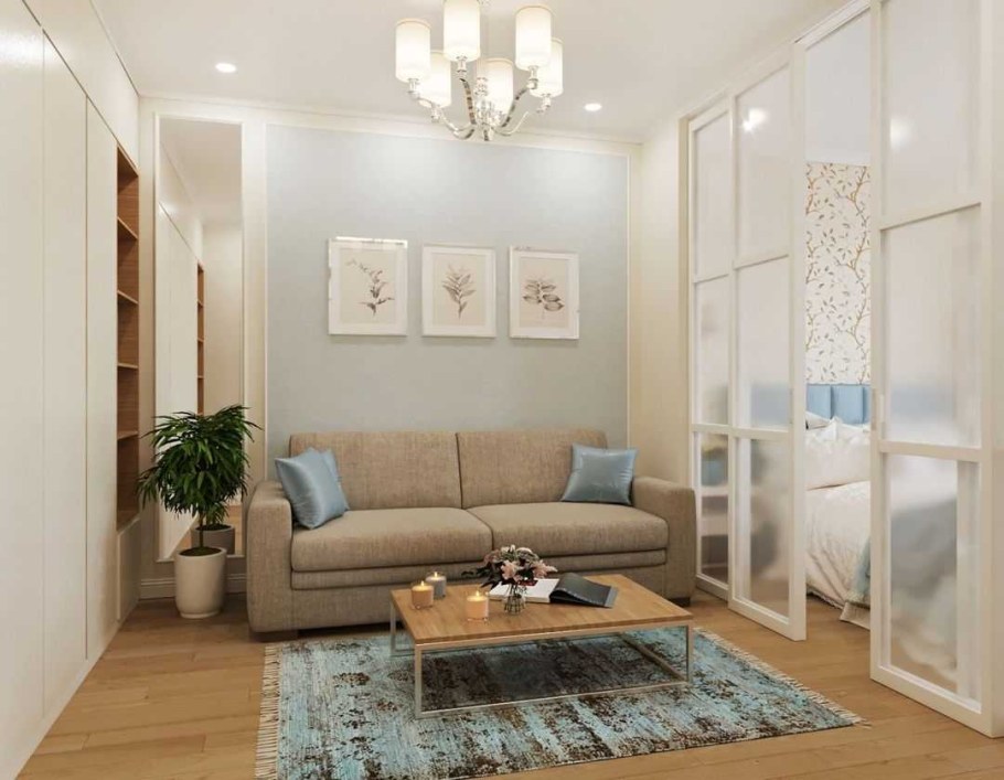 Зонирование спальня гостиная 20 кв.м