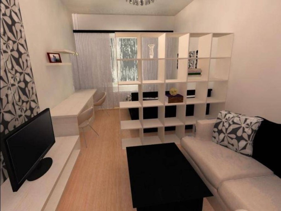 Спальня и зал зонирование 17 кв