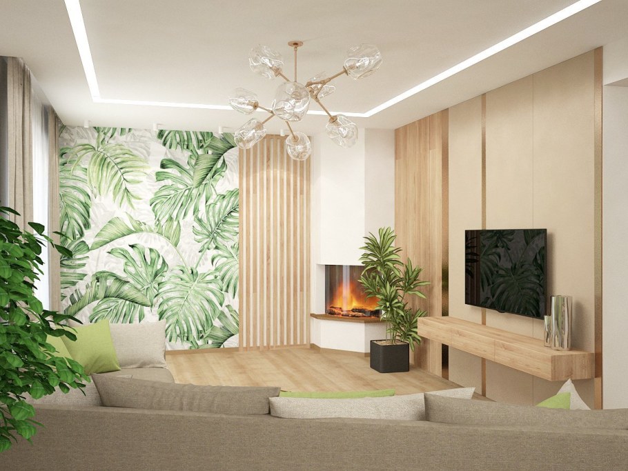 Экостиль в интерьере гостиной