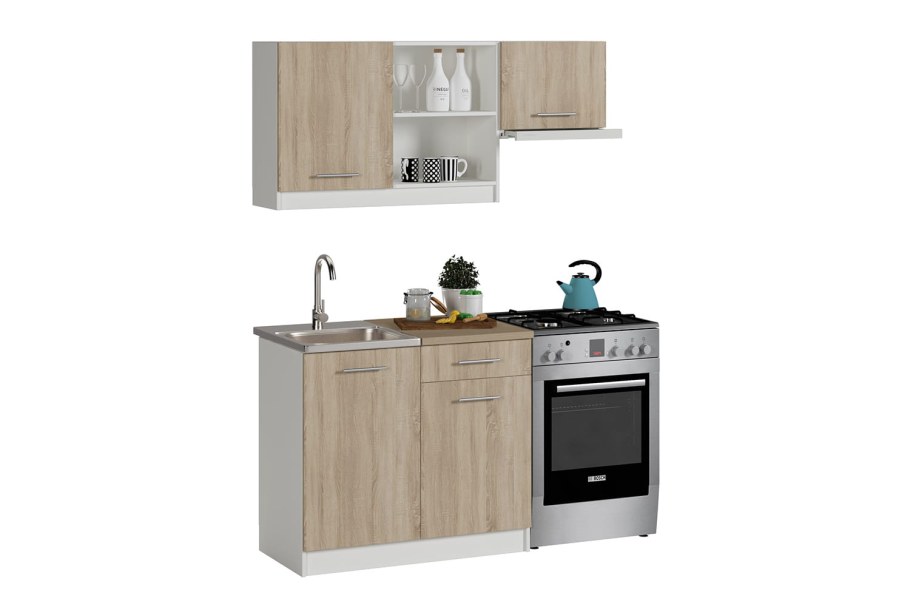 Кухонный гарнитур Алиса мини-1 ЛДСП 1000 (белый/дуб сонома)