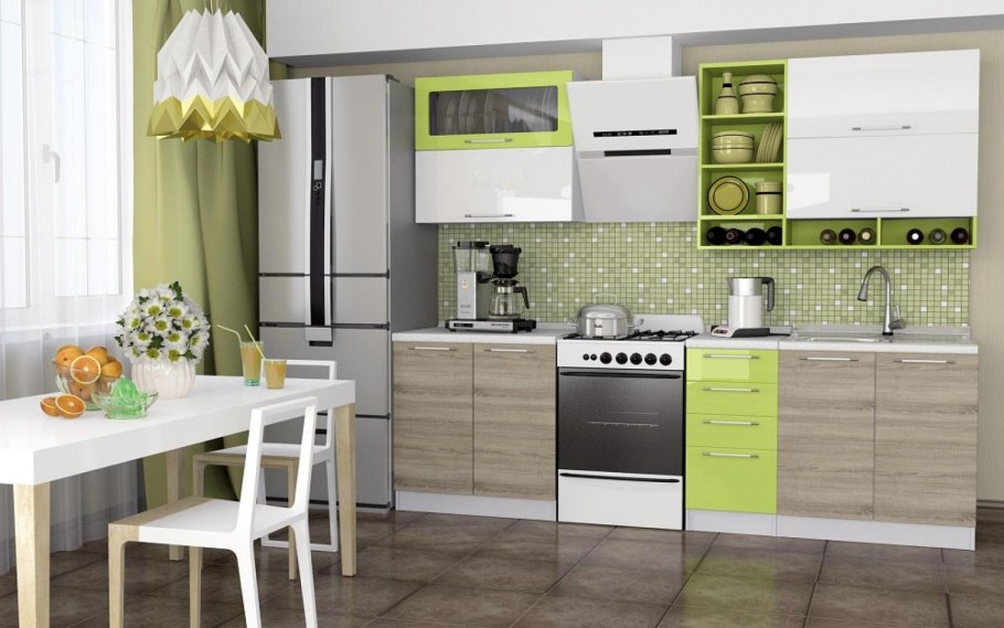 София микс кухня 2.0м белый/дуб сонома/лайм