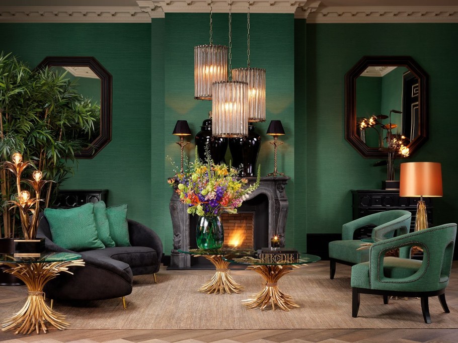 Интерьер арт деко в изумрудных тонах