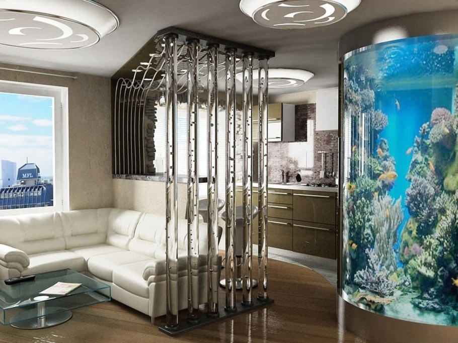 Необычные аквариумы в интерьере