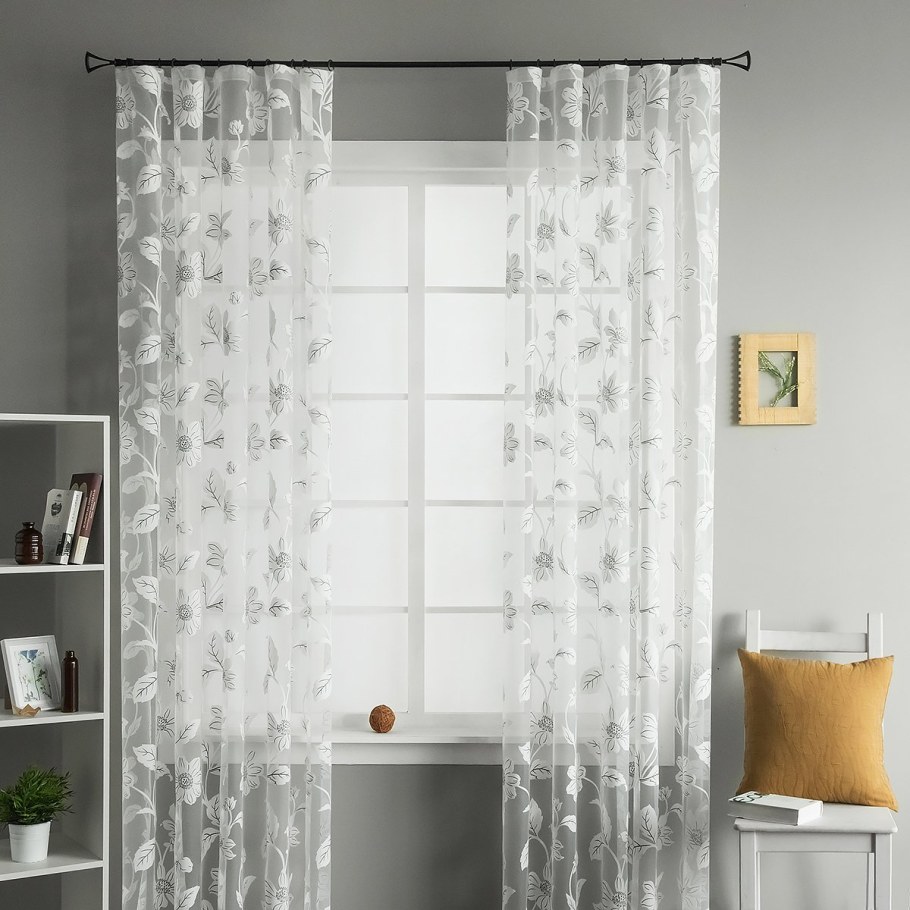 Тюль горошек белый