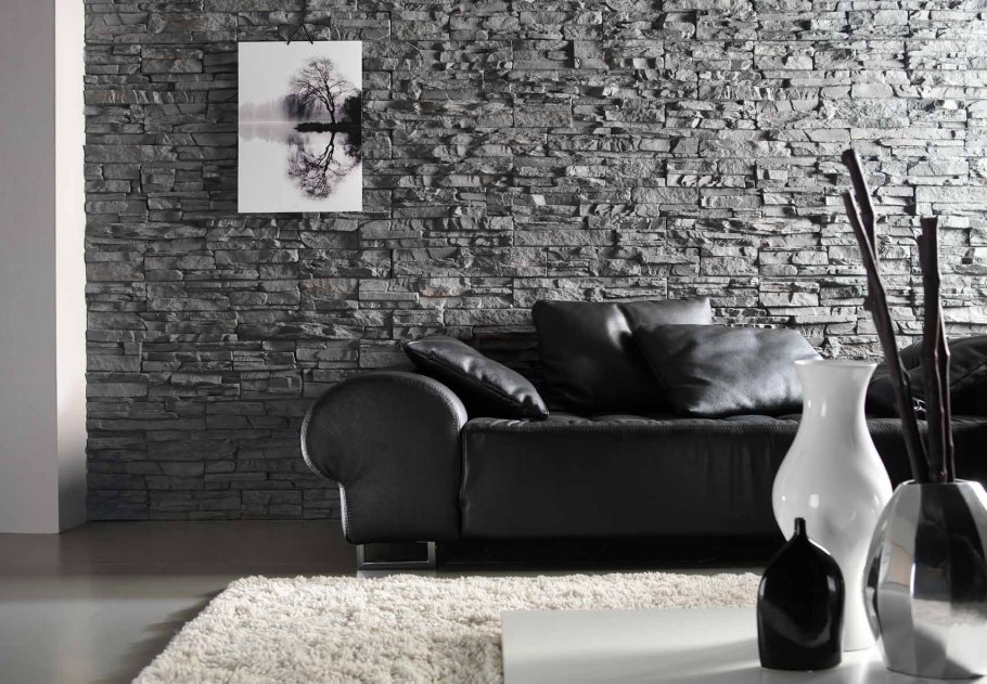 Черный камень в интерьере