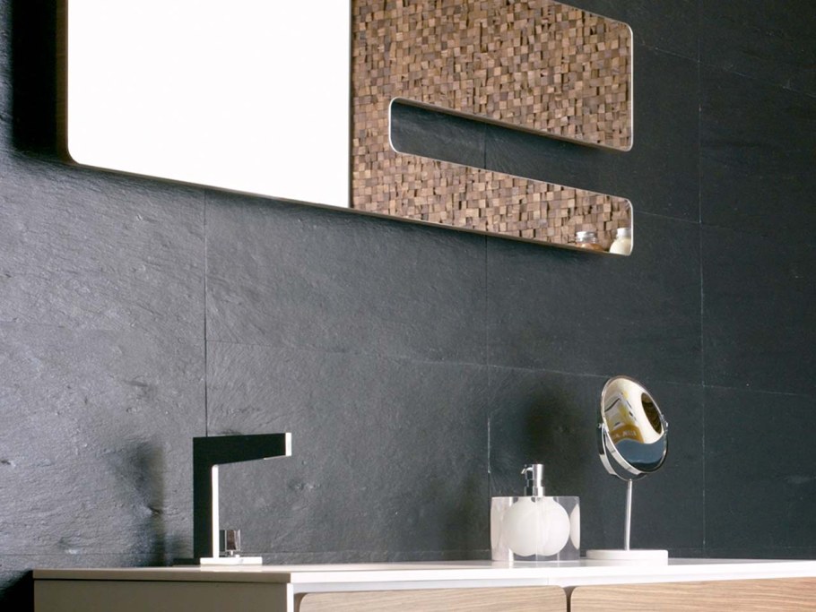 Каменный шпон в интерьере ванной