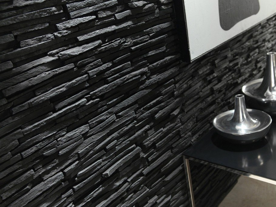 Плитка черный сланец 15x45