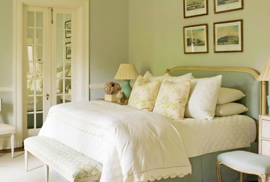 Кремовый цвет стен в спальне