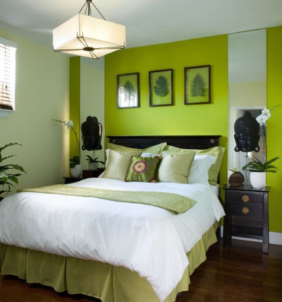 Спальня в оливковых тонах